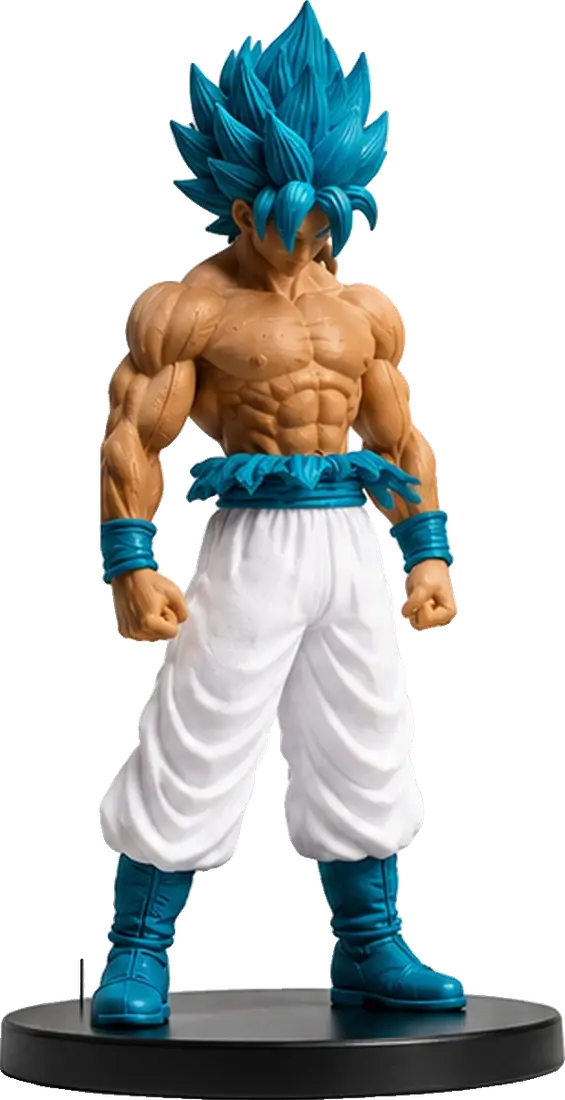 Anime Warrior Figure, front view on a round black base