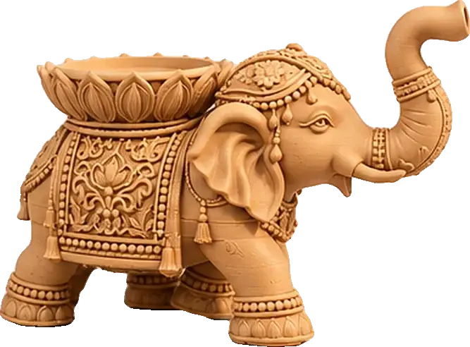 Royal Elephant with Lotus Bowl
